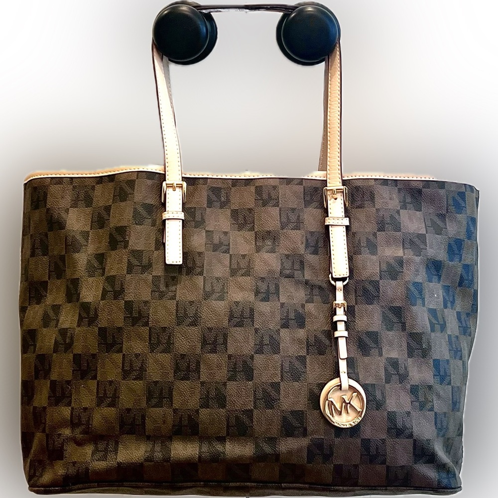 New! Michael Kors Neverfull Brown Tote with Signature Monogram